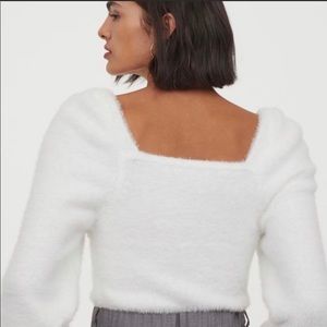 HM Fluffy White Sweater in the Soft